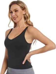 lot 13359 image: Longline Sports Bras for Women Padded Tank Tops with Built in Bra Yoga Workout Tops Running Sports Bra Tank M