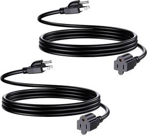 lot 13363 image: 6FT Indoor Outdoor Extension Cord Waterproof, 163 AWG SJT, 2 Pack, Black,13A 125V 1625W, for Indoor, Garden, Landscaping & Holiday Decorations 3 Prong Heavy-Duty Electric Cable