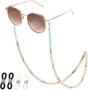 lot 13371 image: Eyeglass Chains for Women Sunglasses Strap Wooden Bead Chain Natural Stone Beaded Mask Lanyard Chain