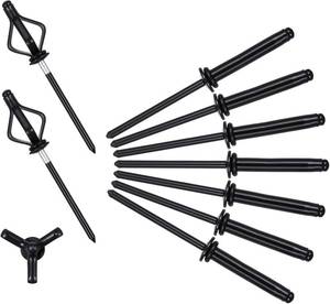 lot 13372 image: 316 x 1 Tri-Fold Rivets Assortment 50pcs Black Tri-fold Exploding Pop Rivets with Waterproof O Rings Aluminum Blind Rivet for Kayak Marine Boat