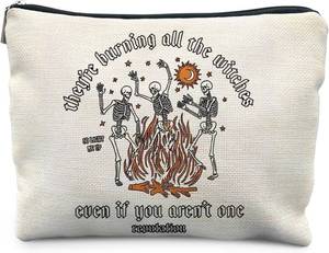 lot 13390 image: Dancing Skeleton Halloween Makeup Bag, Gothic Skeleton Cosmetic Bags for Women, Funny Goth Skull Makeup Pouch, Spooky Halloween Zipper Pouch