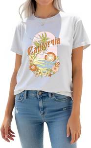 lot 13406 image: AiMgFUN Womens Summer Graphic T-Shirts,Stylish Short Sleeve Tee, Trendy Printed Casual Top,Comfortable Everyday Wear (M)