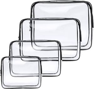 lot 13412 image: 4-Pack Clear Wash & Makeup Bags TSA Approved Makeup Bags, PVC Waterproof Travel Wash Bags for Family, Men, Women (Largea, Medium, Small, Minimum)
