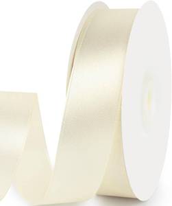 lot 13425 image: (3) 1 x 50 Yards Satin Ribbon - Ivory Silk Ribbon with Spool - Ideal for Gift Wrapping, Floral Bouquets, Crafts, Wedding Party Decorations, Christmas and Sewing Projects