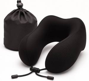 lot 13426 image: Travel Pillow for Airplane with Cooling Ice Silk & Waffle Cover, Soft Memory Foam U-Shaped Neck Support, Washable & Travel-Friendly for Car, Office & Camping(BlueGray)