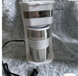lot 13438 image: Cooks Essentials Single-Serve Coffee Maker wTumbler White
