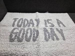 lot 13457 image: Today is A Good Day Bath Mat Small Bathroom Rug, 20.5 x 31 Funny Bathroom Decor, Non-Slip Absorbent Cute Bath Mat, Machine Washable Shower Rug, GreyWhite