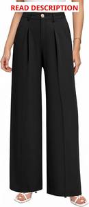 lot 13476 image: CLOZOZ Wide Leg Pants Womens High Waisted Work Trousers Regular for Office Business Casual Color Is Khaki XL
