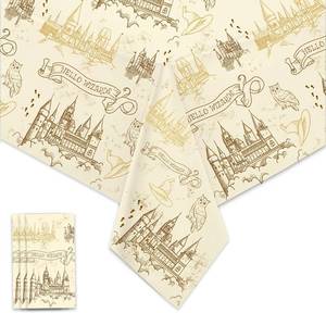 lot 13478 image: Lot of 2, 3 Packs - Wizard Tablecloth, Plastic Wizards Themed Halloween Table Covers, Disposable Magical Party Supplies, 52 x 108, Fit for 8 Ft Table, for Halloween Party Decoration