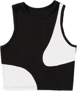 lot 13482 image: Verdusa Womens Color Block Round Neck Sleeveless Ribbed Crop Tank Top XS
