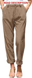 lot 13491 image: siliteelon Corduroy Pants for Women Cotton Straight High Waist Vintage Trousers with Pockets 28 BLACK