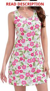 lot 13493 image: CAMSSOO Womens Summer Dresses 2025 Casual Sleeveless Beach Dress Loose Scoop Neck Boho Floral Sundresses with Pockets S black