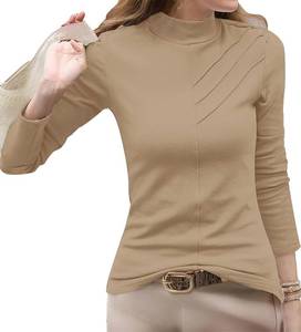 lot 13505 image: Cnlinkco Mock Turtleneck Tops for Women Slim Fit Long Sleeve Shirts T Shirts Trendy Spring Casual Tunic Tops Blouses
