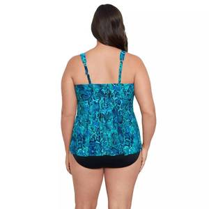 lot 13506 image: Plus Size Trimshaper Ocean Serpent Lily Tankini Top Size 16W