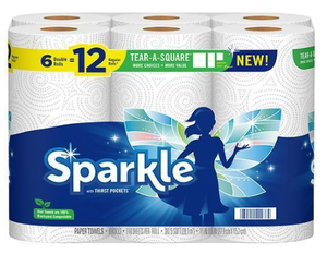 lot 18013 image: Sparkle Tear-A-Square Paper Towels White 6 Double Rolls