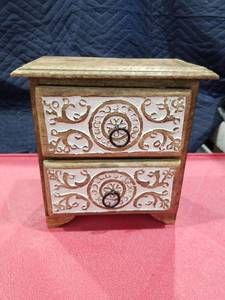 lot 3619 image: Carved Wood Mini Drawer Chest