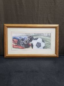 lot 3638 image: Sabrina Grey Soccer Still Life Print