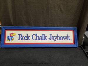 lot 3641 image: KU Rock Chalk Jayhawk Wall Sign