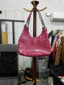 lot 3658 image: Calvin Klein Pink Monogram Hobo Bag