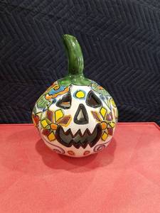 lot 3733 image: Mexican Talavera Ceramic Pumpkin