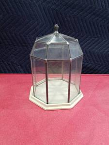 lot 3738 image: Octagonal Glass Display Case with White Base