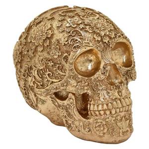 lot 3740 image: THREE HANDS 6 in. Gold Skull Tabletop