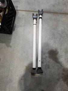 lot 3748 image: (2) Master Lock Door Bar Dual Function Security Metal Safety Bar for Door, Black & White