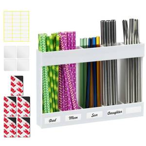 lot 71 image: Upgraded Acrylic Straw Holder for Cabinet Door, Fridge & Countertop��MagneticAdhesive Dual Mount, Strong Hold, Space-Saving Straw Organizer with Adhesive Tape, Magnetic Sheet