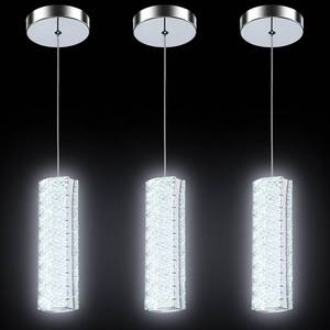 lot 2810 image: ROMYEAR 3-Pack Modern Crystal LED Pendant Lights for Kitchen Over Island with Remote, Adjustable Height Hanging Ceiling Light, Dimmable Chandelier for Dining Room, Bedroom, Living Room, Bar Counter