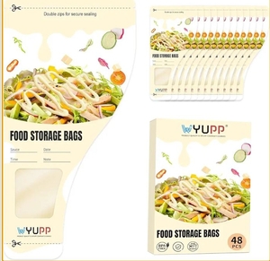 lot 2812 image: 48 Pack Salad Dressing Container to Go, 3.5oz Small Disposable Food Storage Bag, Yogurt Applesauce Pouch, Snack Sauce Condiment Container, Nut Fruit Puree Storage Zipper Pouch for Lunch Boxes Picnics