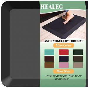 lot 2839 image: 1 Extra Thick Anti Fatigue Floor Mat 17 W x 60 L,Kitchen Mat, Standing Desk Mat,140D Advanced PU Foam Ergonomic Comfort at Home, Office, Garage, Sink (Black)