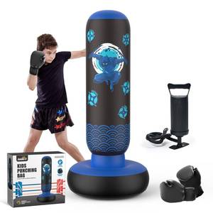 lot 2848 image: Sunikko X Tall Punching Bag for Kids, Larger 66 Inch Inflatable Stable Boxing Bag for Teens, Ninja Shuriken Toy Gifts for Boys Girls, Boxing Set with Gloves and Pump for Practicing Karate Taekwondo