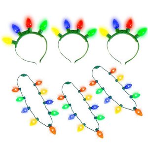 lot 2889 image: JOYIN 6 Pieces Christmas LED Light Up Headband and Necklace with 6 Flashing Modes Party Supplies Accessories