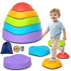 lot 2898 image: Balance Stepping Stones for Kids, Non-Slip Sensory Stepping Stones with Storage Bag to Enhance Balance, Sensory Coordination, Gift for Toddler Ages 3 4 5 6 7 8 Years, Indoor and Outdoor Play (5 Pcs)