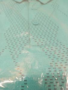 lot 94 image: Teal Mesh Pattern XL Mens Polo Button Up