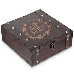 lot 1119 image: Wedding Keepsake Box, Wood Weddings Gifts Bridal Shower Engagement Gift Accessories Organizer with Lids for Couples Newlyweds Mr and Mrs Wedding