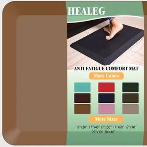 lot 1138 image: HEALEG Anti Fatigue Floor Mat,Kitchen Mat, Standing Desk Mat Comfort at Home, Office, Garage - Polyurethane(PU) Foam (Brown, 40 L x 17 W x 1 Th)