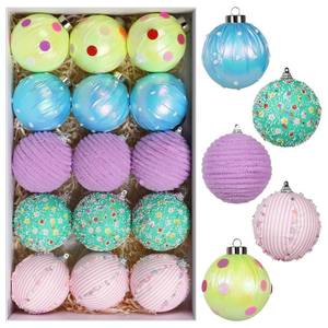 lot 1148 image: SY Super Bang 15PCS Christmas Ornaments Set, 8CM3.14 Macaroon Colorful Pastel Candy Shatterproof Ball Ornaments Tree Hanging Decorations, for Home Holiday Party Xmas Decor.