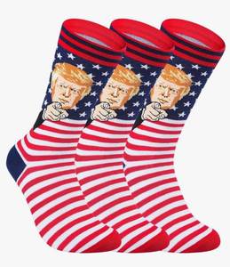 lot 1180 image: Trump Socks 3-Pack - Funny Donald Trump Gifts for Men Women, Patriotic MAGA American Flag Novelty Socks 3-pack