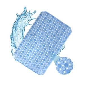 lot 1182 image: Splash Home Non Slip Bathtub Mat with 86 Suction Cups - Anti Mold Shower Mat for Inside Tub, Bath Mat for Tub Non Slip Mildew Resistant, Machine Washable PVC Tub Mat - Blue - 26.5 L x 14.25 W