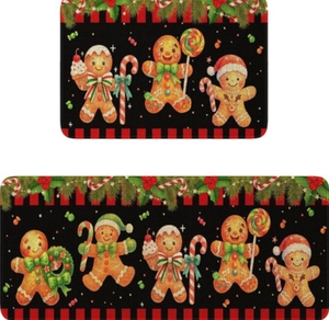 lot 1192 image: Christmas Gingerbread Men Door Mat- 2 piece