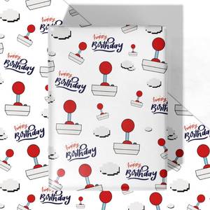 lot 1200 image: WRAPLULU White Gaming Birthday Wrapping Paper - 4 Jumbo Sheets, 28  40 Inches - Retro Joystick Gift Wrap with HAPPY BIRTHDAY, Perfect for Kids Boys Girls Birthday Teens Gamers Party