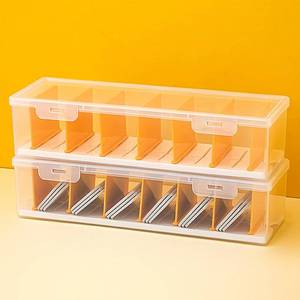lot 1210 image: EGEKTBH 2-Pack Game Organizer - Clear Plastic Card Case Holds 700 Cards & Cable Storage with 7 Removeable Dividers
