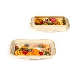 lot 1219 image: Crudit�s  Portable Snack Tray  Rectangle 2-Pack  Cream White  Reversible Stretch Lid Food Containers  BPA-Free, Freezer & Dishwasher Safe  Meal-Prep, Charcuterie, Salads, Picnic, Travel