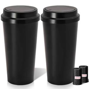 lot 1234 image: LCMWHOP Car Trash Can Bin with Lid - 2 Pack Mini Car Garbage Can Cup Holder-Black Small Leakproof Vehicle Trash Bin-Automotive Organizers and Storage for Back Seat Door SUV Accessories