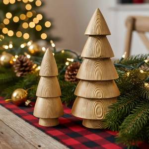 lot 1242 image: DN DECONATION Gold Tabletop Christmas Tree, Cone Trees Figurines for Xmas Decorations, Wooden-Like Resin Pine Tree Decor for Mantel, Desk, Shelves, TableCenterpieces Holiday Home Decor