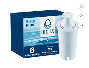 lot 1245 image: Brita Plus Water Filter, BPA-Free, High-Density Replacement Filter for Pitchers and Dispensers, Reduces 2x Contaminants, Lasts Two Months or 40 Gallons, Includes 6 Filters BritaPlus