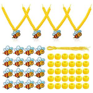 lot 2908 image: Huquary 16 Sets Bee Necklace Bead Crafts Kit DIY Summer Bee Rustic Farmhouse Charms for Summer Favors Birthday Gifts Holiday Tiered Tray Table Decor