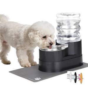 lot 2929 image: RIZZARI Automatic Cat Water Dispenser Large 5L Black with Stainless Steel Bowl - Spill-Proof Design - Extra-Wide Elevated Feeder - Eases Drinking for Senior Dogs with JointSpine Issues - Home Use
