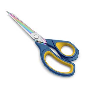 lot 2940 image: LIVINGO 9.5 Premium Fabric Scissors, Heavy Duty All-Purpose Titanium Coating Forged Stainless Steel Sharp Sewing Tailor Dressmaking Shears Comfort Grip Crafting Leather Cutting, Navy BlueYellow
